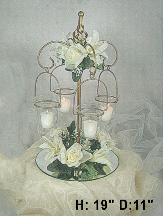 IRON AND GLASS CANDLE DISPLAY